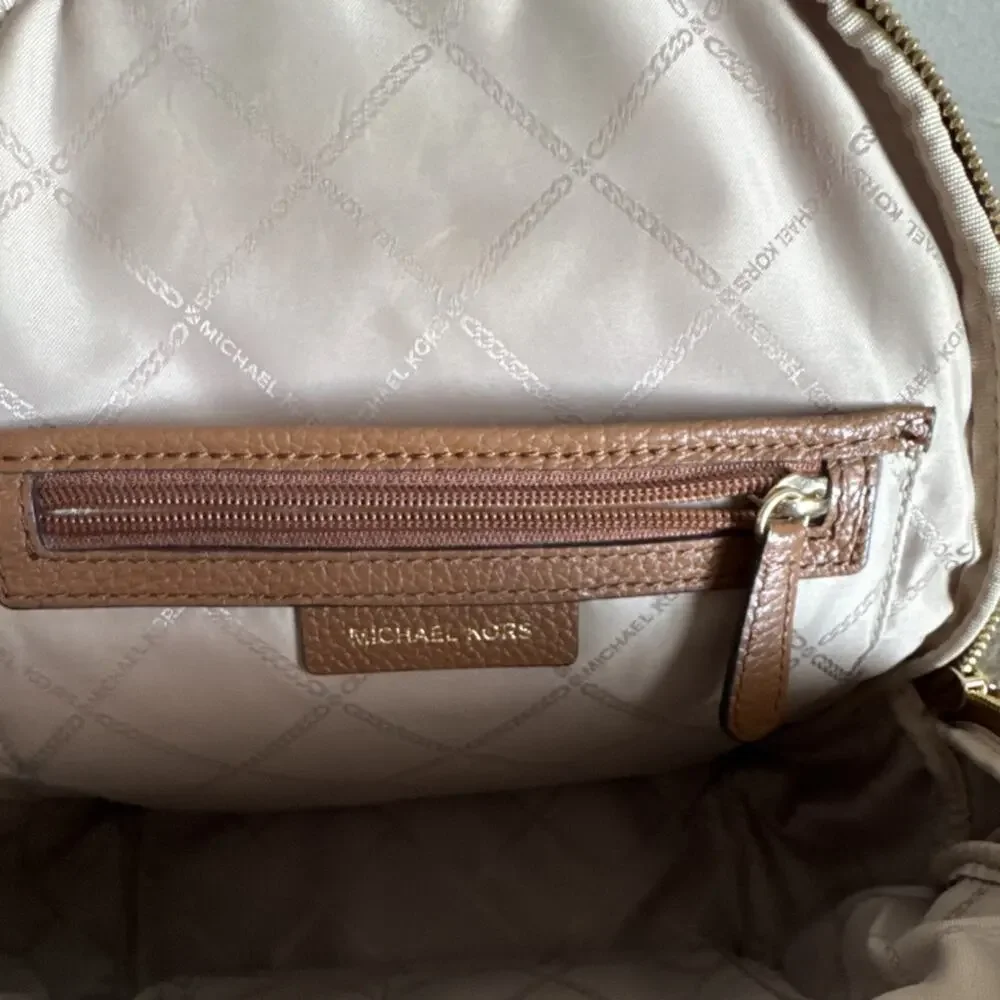 Michael Kors Brown Pebbled Leather Backpack Gold Hardware Zipper‎ Inner Pockets
